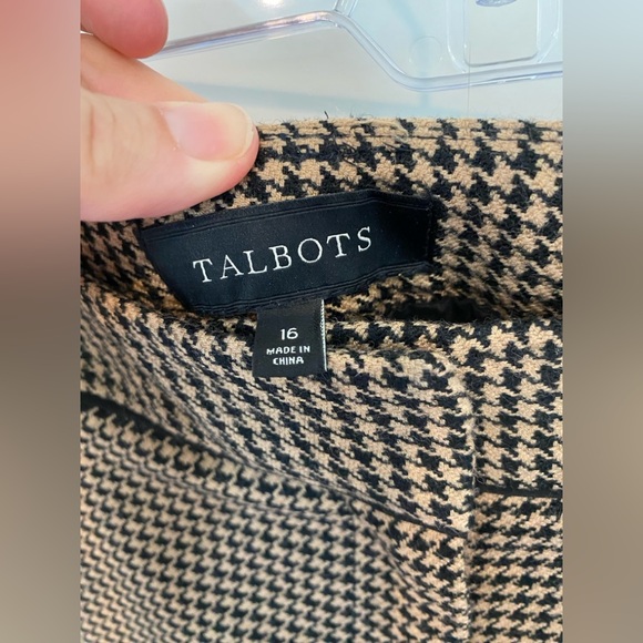 Talbots Black and Camel Houndstooth Wool Blend Pants Size 16 - Picture 3 of 13